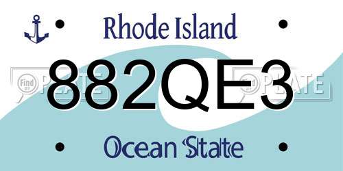 882QE3 Rhode Island License Plate