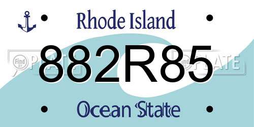 882R85 Rhode Island License Plate
