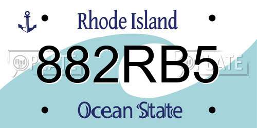 882RB5 Rhode Island License Plate