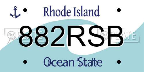 882RSB Rhode Island License Plate