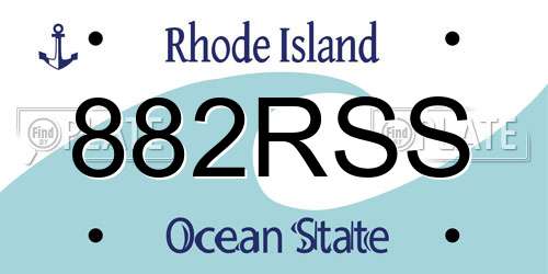 882RSS Rhode Island License Plate