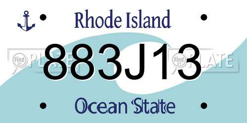 883J13 Rhode Island License Plate