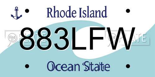 883LFW Rhode Island License Plate
