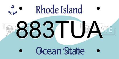883TUA Rhode Island License Plate