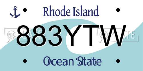 883YTW Rhode Island License Plate