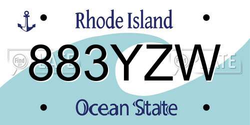 883YZW Rhode Island License Plate