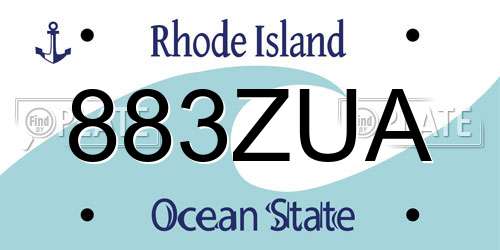 883ZUA Rhode Island License Plate