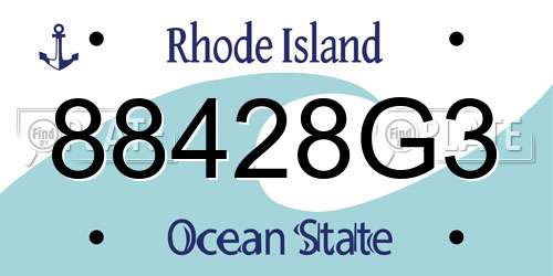 88428G3 Rhode Island License Plate