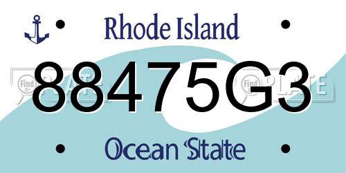 88475G3 Rhode Island License Plate
