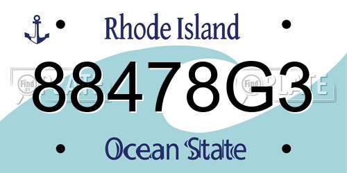 88478G3 Rhode Island License Plate
