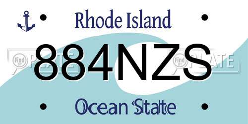 884NZS Rhode Island License Plate