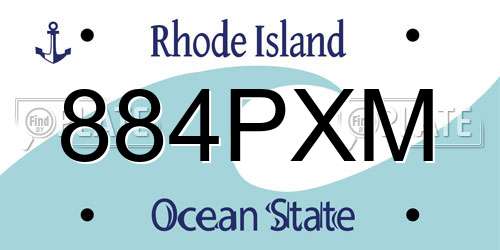 884PXM Rhode Island License Plate