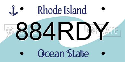 884RDY Rhode Island License Plate