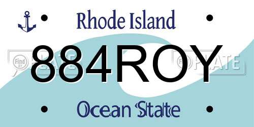 884ROY Rhode Island License Plate