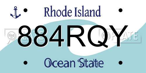 884RQY Rhode Island License Plate
