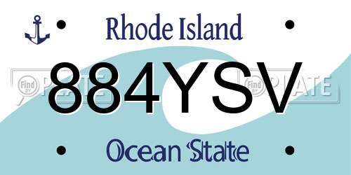 884YSV Rhode Island License Plate