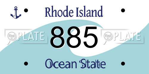 885 Rhode Island License Plate