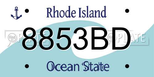 8853BD Rhode Island License Plate