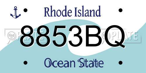 8853BQ Rhode Island License Plate