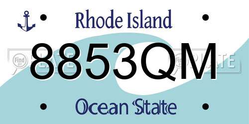 8853QM Rhode Island License Plate