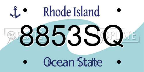 8853SQ Rhode Island License Plate