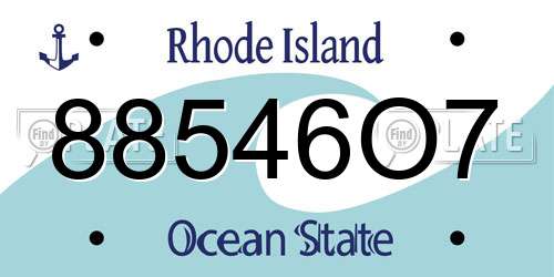 88546O7 Rhode Island License Plate
