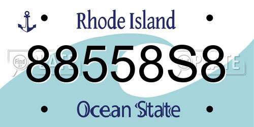 88558S8 Rhode Island License Plate