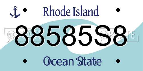 88585S8 Rhode Island License Plate