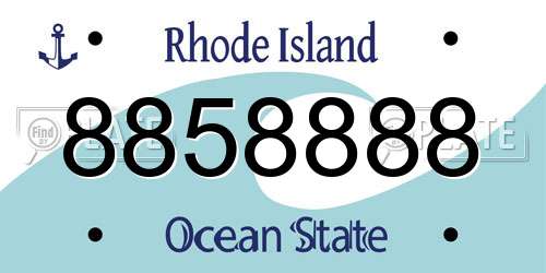 8858888 Rhode Island License Plate