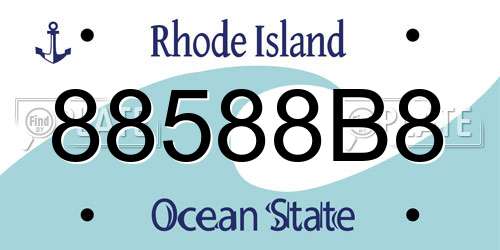88588B8 Rhode Island License Plate