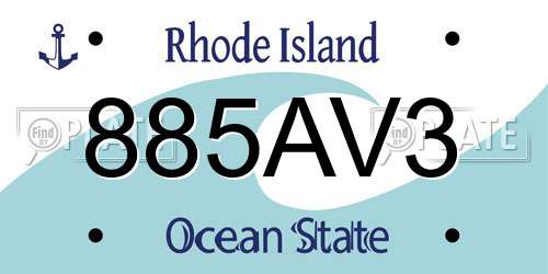 885AV3 Rhode Island License Plate
