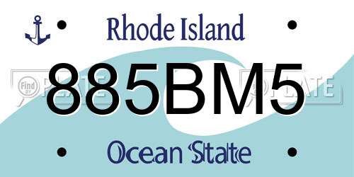 885BM5 Rhode Island License Plate