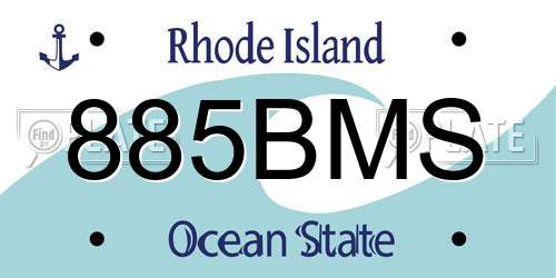 885BMS Rhode Island License Plate