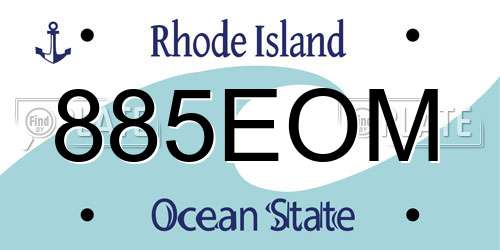 885EOM Rhode Island License Plate