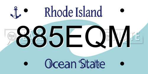 885EQM Rhode Island License Plate