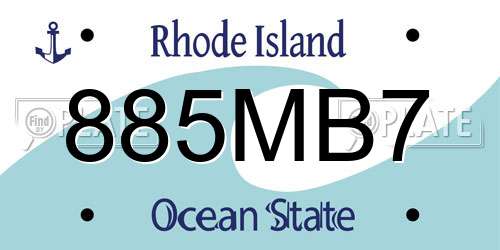885MB7 Rhode Island License Plate