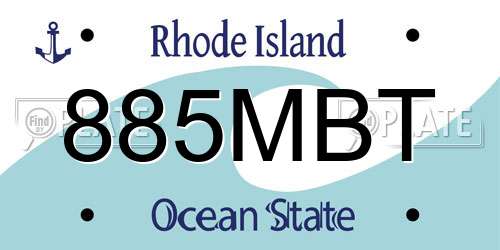 885MBT Rhode Island License Plate