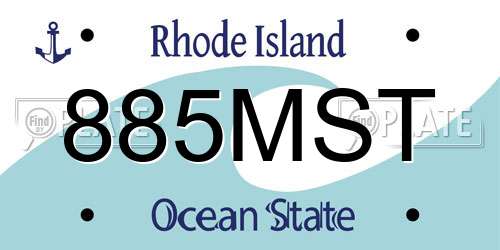 885MST Rhode Island License Plate