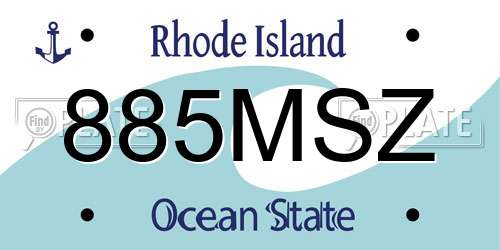 885MSZ Rhode Island License Plate