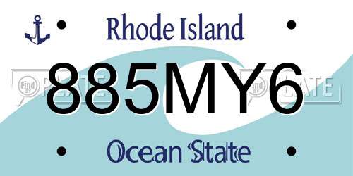 885MY6 Rhode Island License Plate