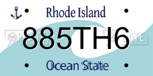 885TH6 Rhode Island License Plate