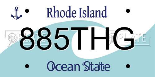 885THG Rhode Island License Plate