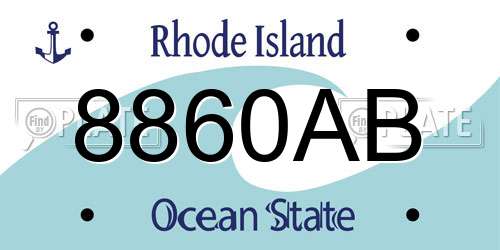 8860AB Rhode Island License Plate