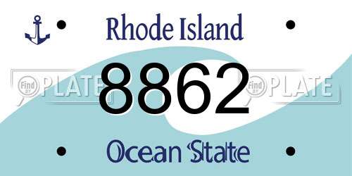 8862 Rhode Island License Plate