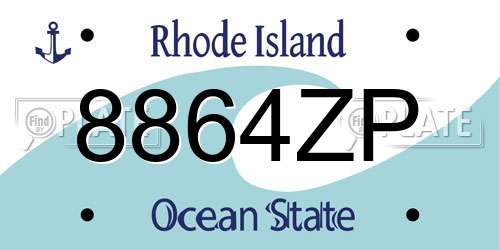 8864ZP Rhode Island License Plate