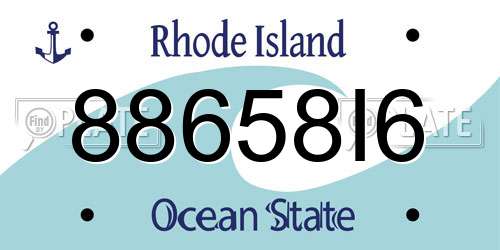 88658I6 Rhode Island License Plate