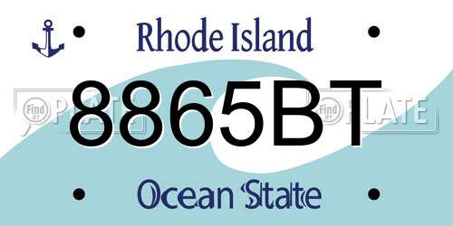 8865BT Rhode Island License Plate