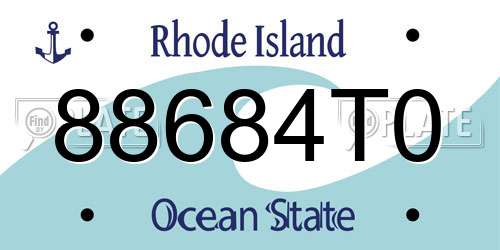 88684T0 Rhode Island License Plate