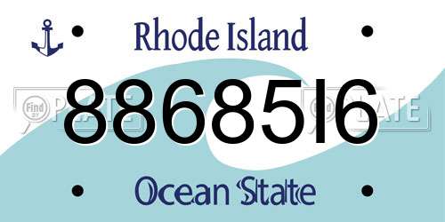 88685I6 Rhode Island License Plate