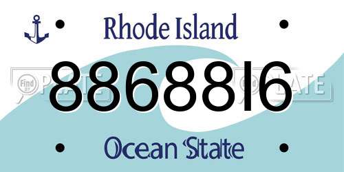 88688I6 Rhode Island License Plate